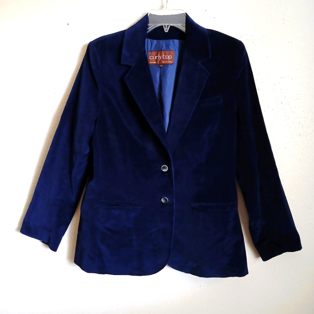 Vintage Navy Velvet Blazer